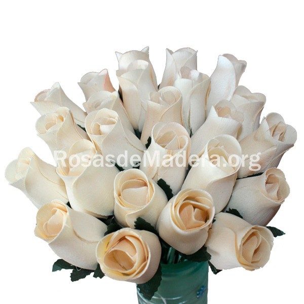 Rosa blanca - Rosas y flores de madera